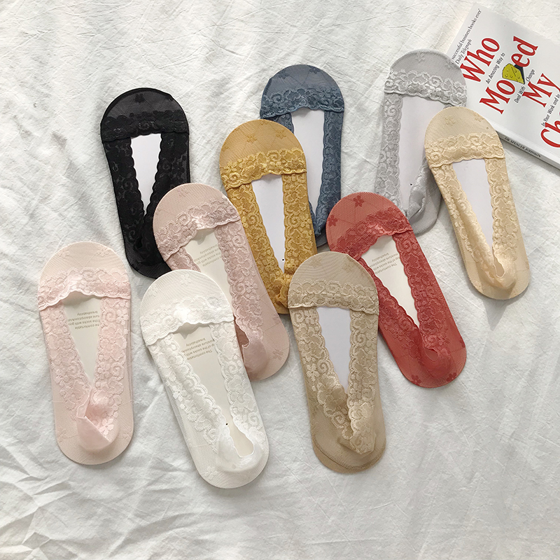 A7seven襪子女船襪淺口韓國春夏季薄款防滑蕾絲性感冰絲低幫短襪