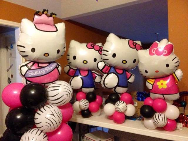 卡通kt貓hellokitty鋁膜鋁箔氣球女孩生日周歲寶寶宴裝飾布置用品