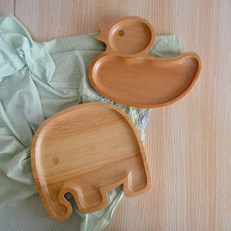 日式木質寶寶水果餐盤兒童創意餐具可愛動物餐盤木托盤飯盤